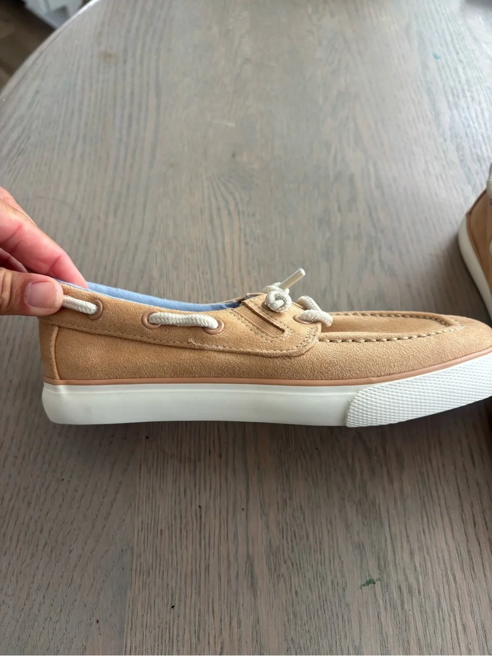 Cat & Jack Suede Boat Shoes in Camel and Blue